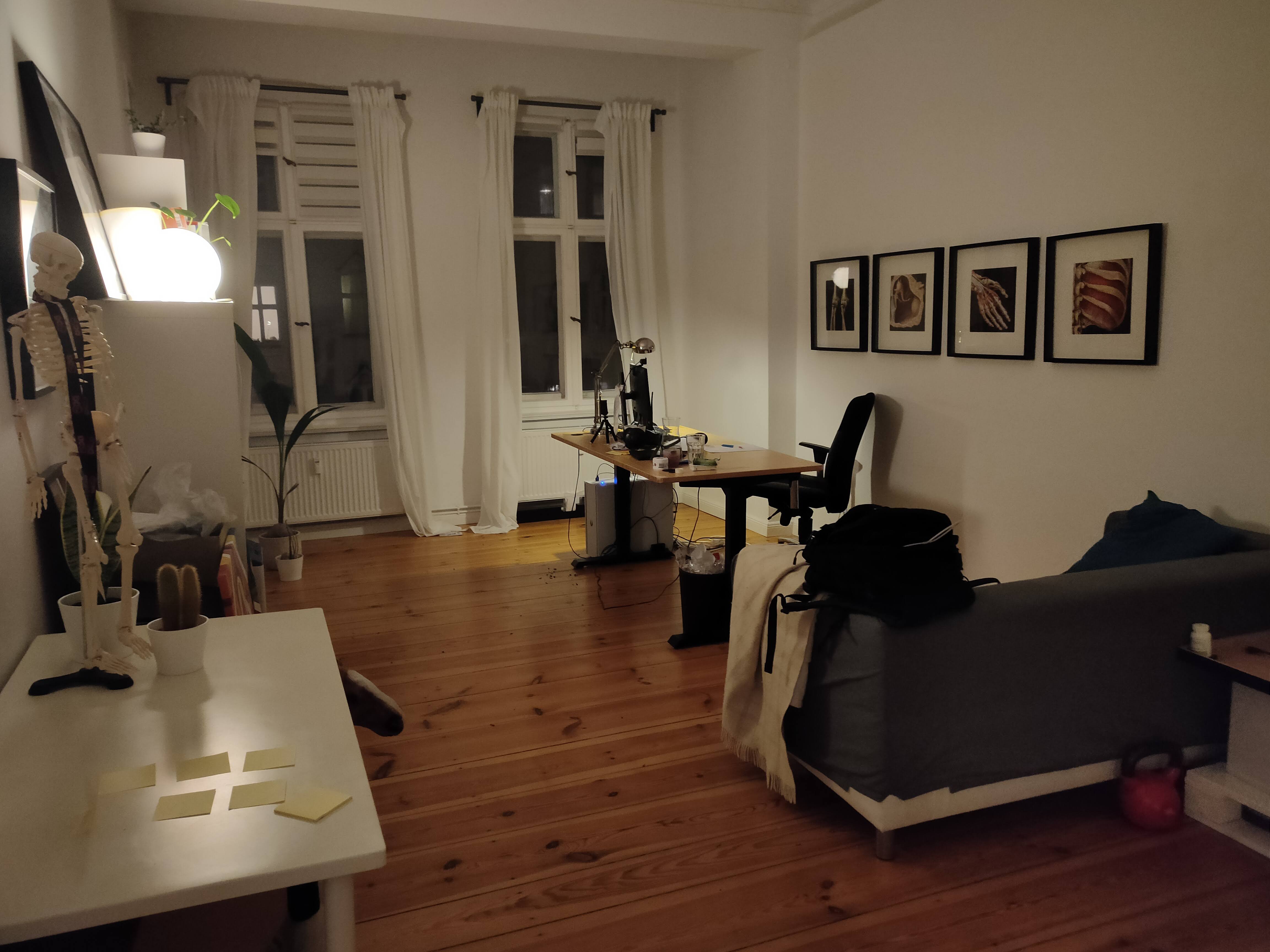 Wohnzimmer mit Arbeitsbereich